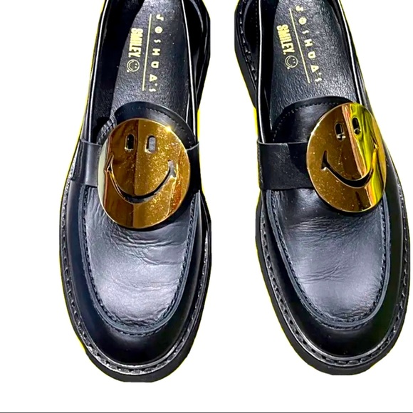 BNIB Smiley X Joshua Sanders Black Leather Loafer with Gold Smiley Size 9 - Picture 4 of 8